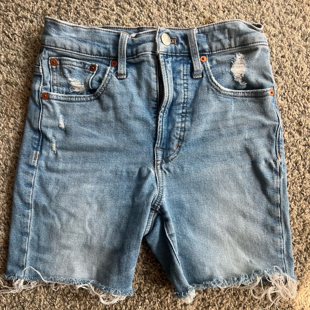 Madewell Light Blue Distressed Jean Shorts